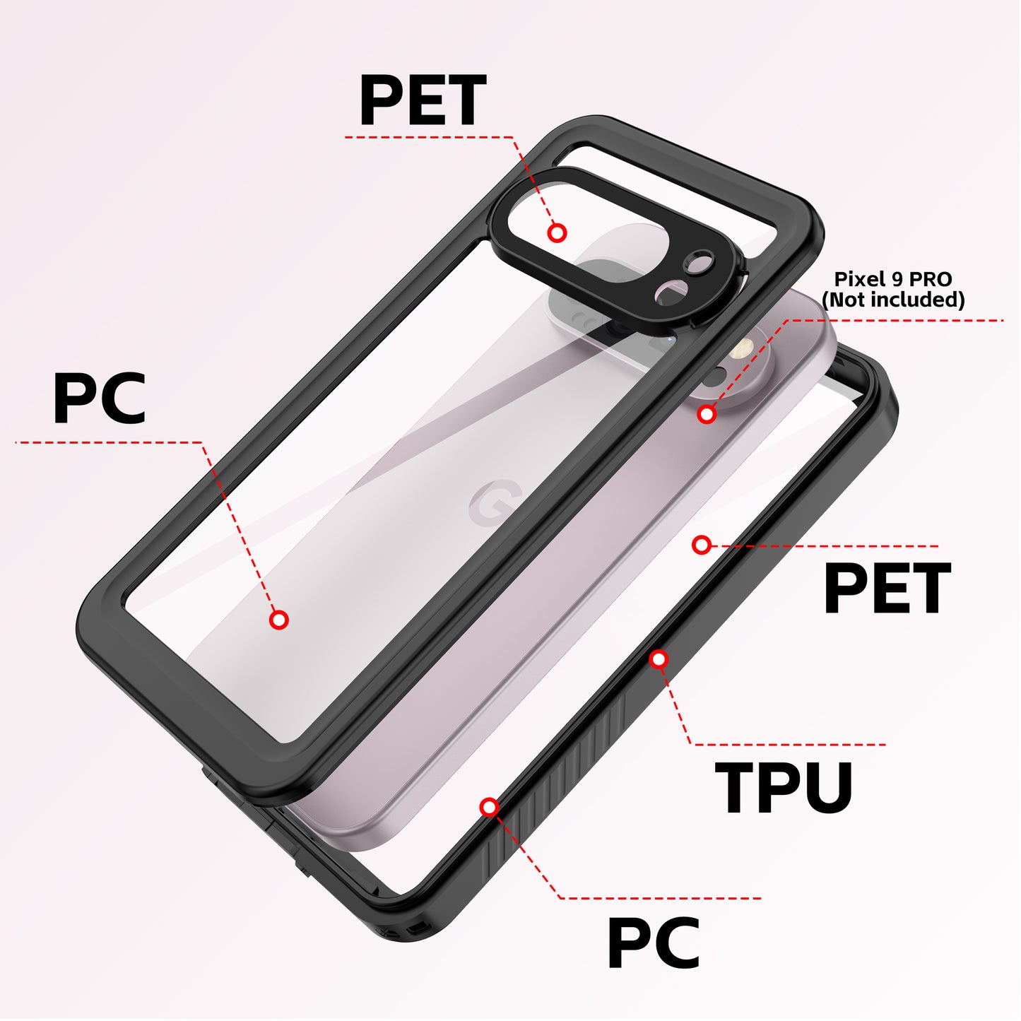 Google Pixel 9 Pro Case Waterproof Twill Crystal Full Protection