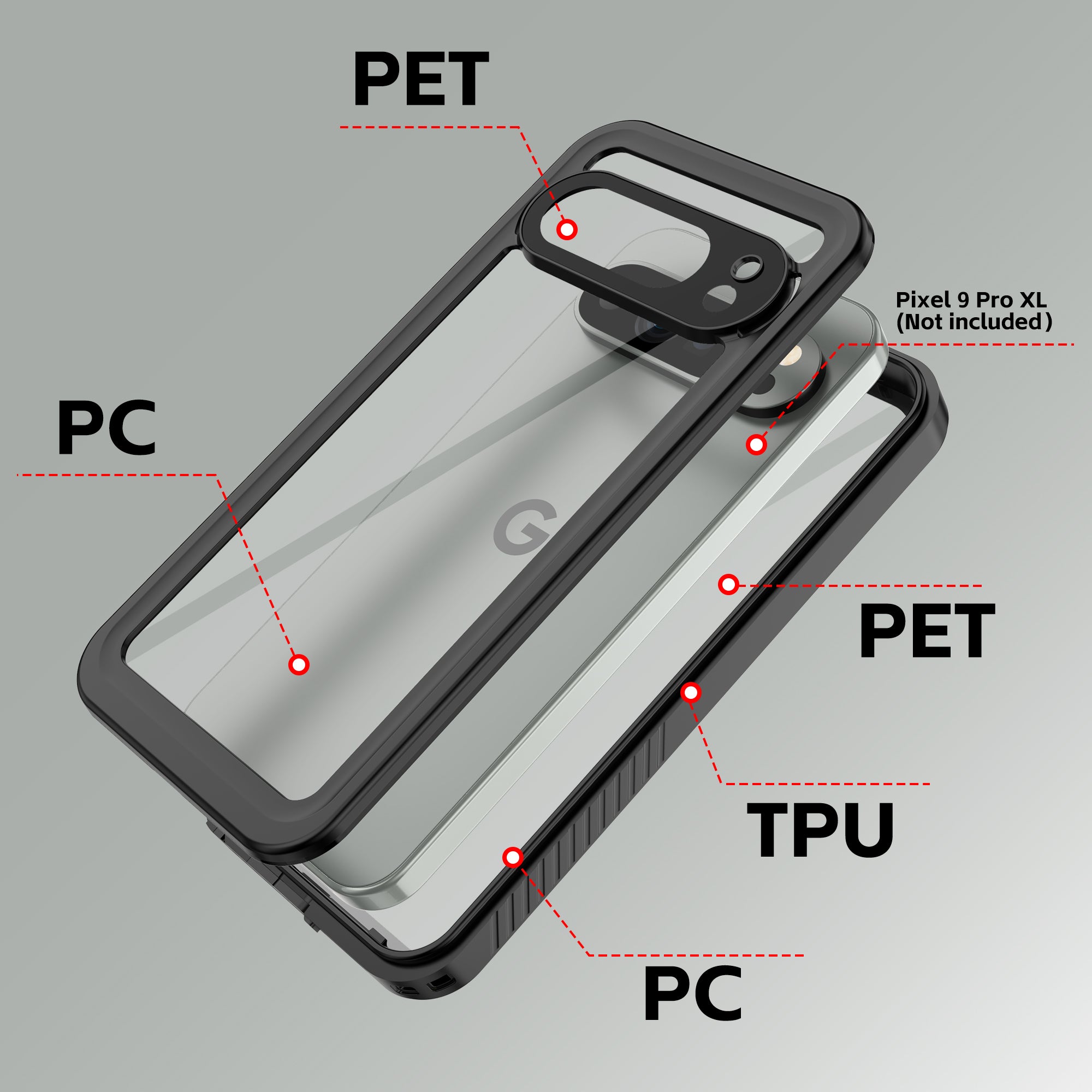 Google Pixel 9 Pro XL Case Waterproof Twill Crystal Full Protection