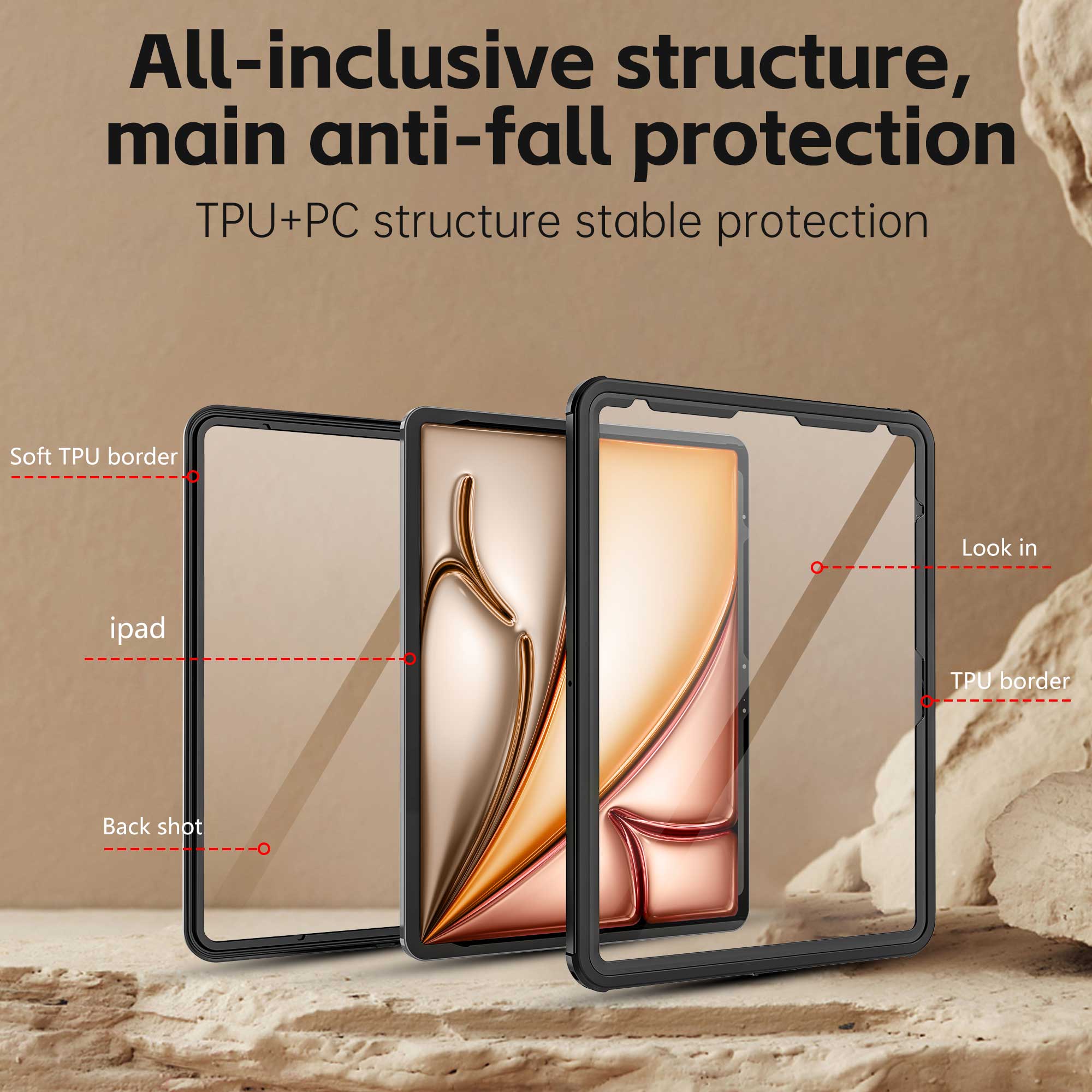 Apple iPad Air 6 13inch Case Waterproof Twill Crystal Full Protection