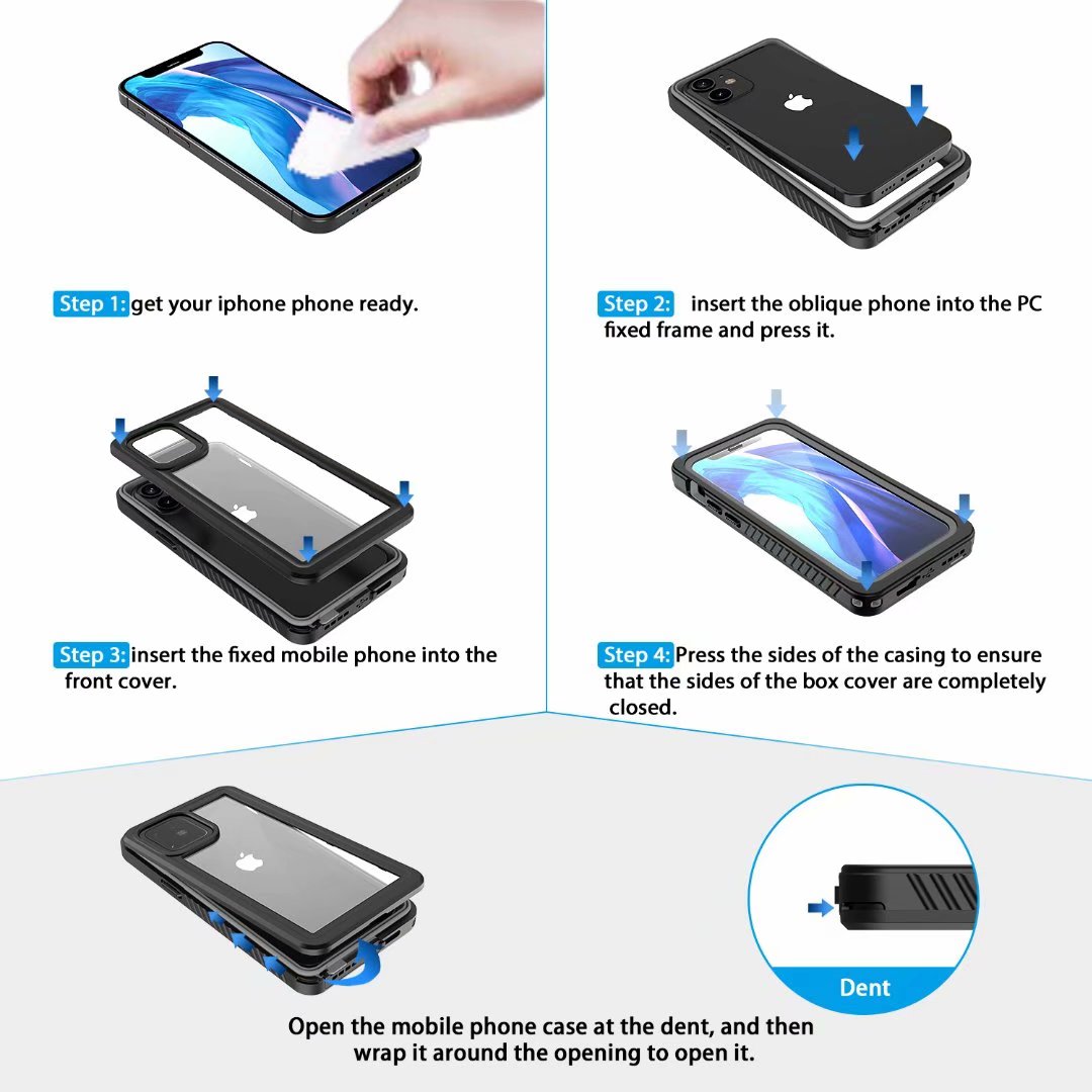Apple iPhone 12 Mini Case Waterproof Twill Crystal Full Protection