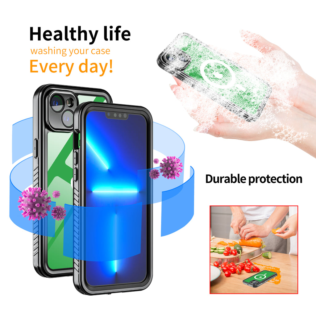 Apple iPhone 14 Plus Case Waterproof Twill Crystal Full Protection