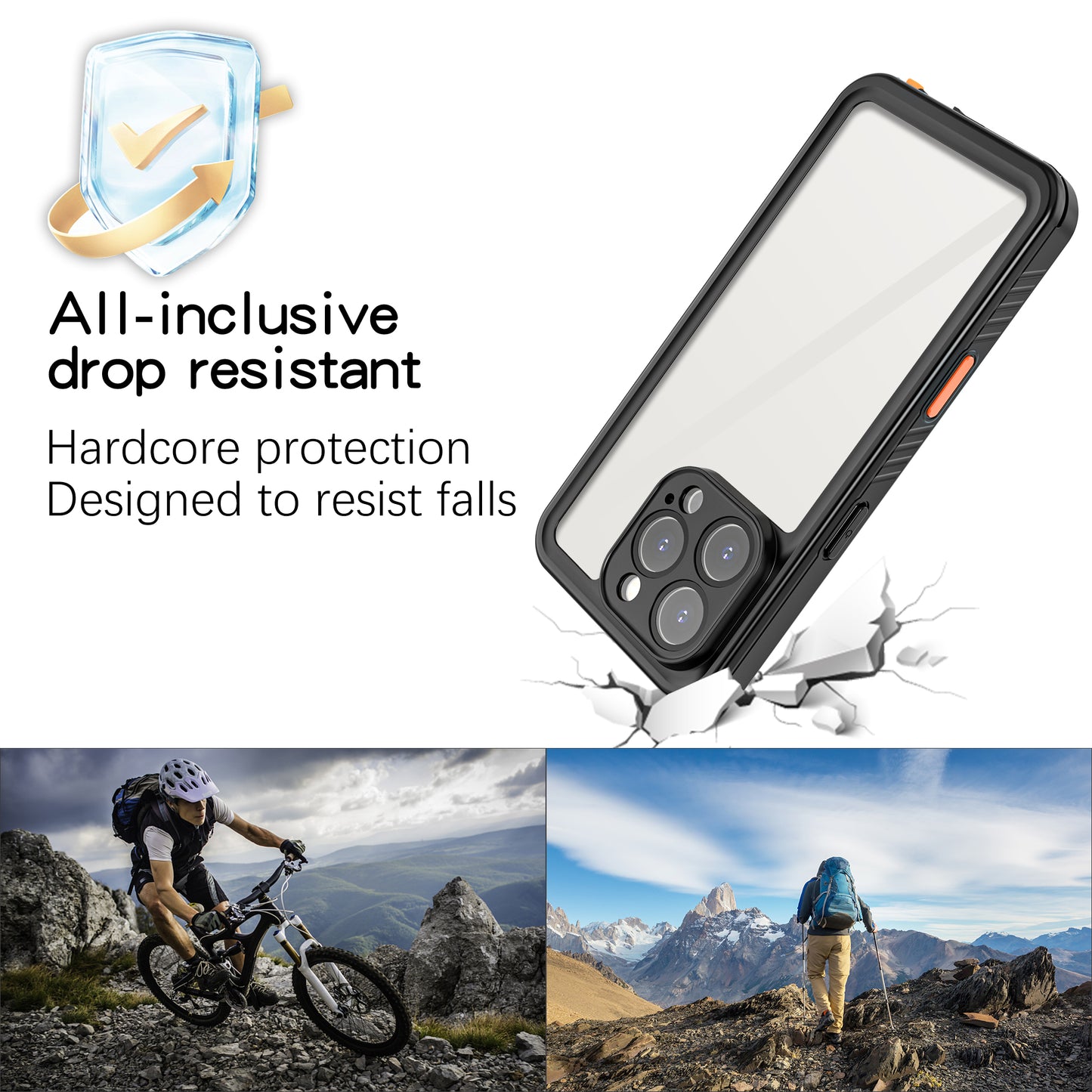 Apple iPhone 16 Pro Case Waterproof Twill Crystal Full Protection
