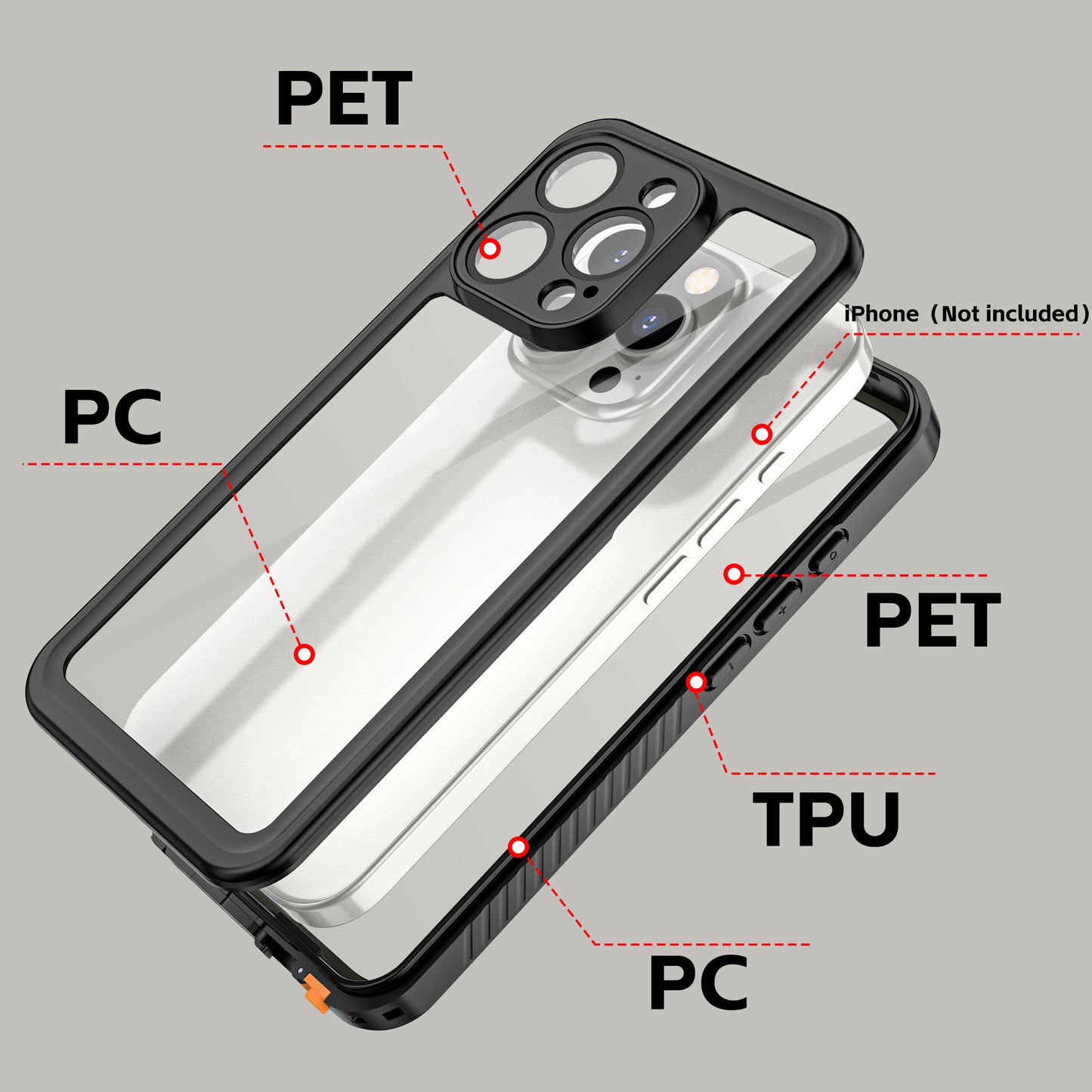 Apple iPhone 16 Pro Case Waterproof Twill Crystal Full Protection