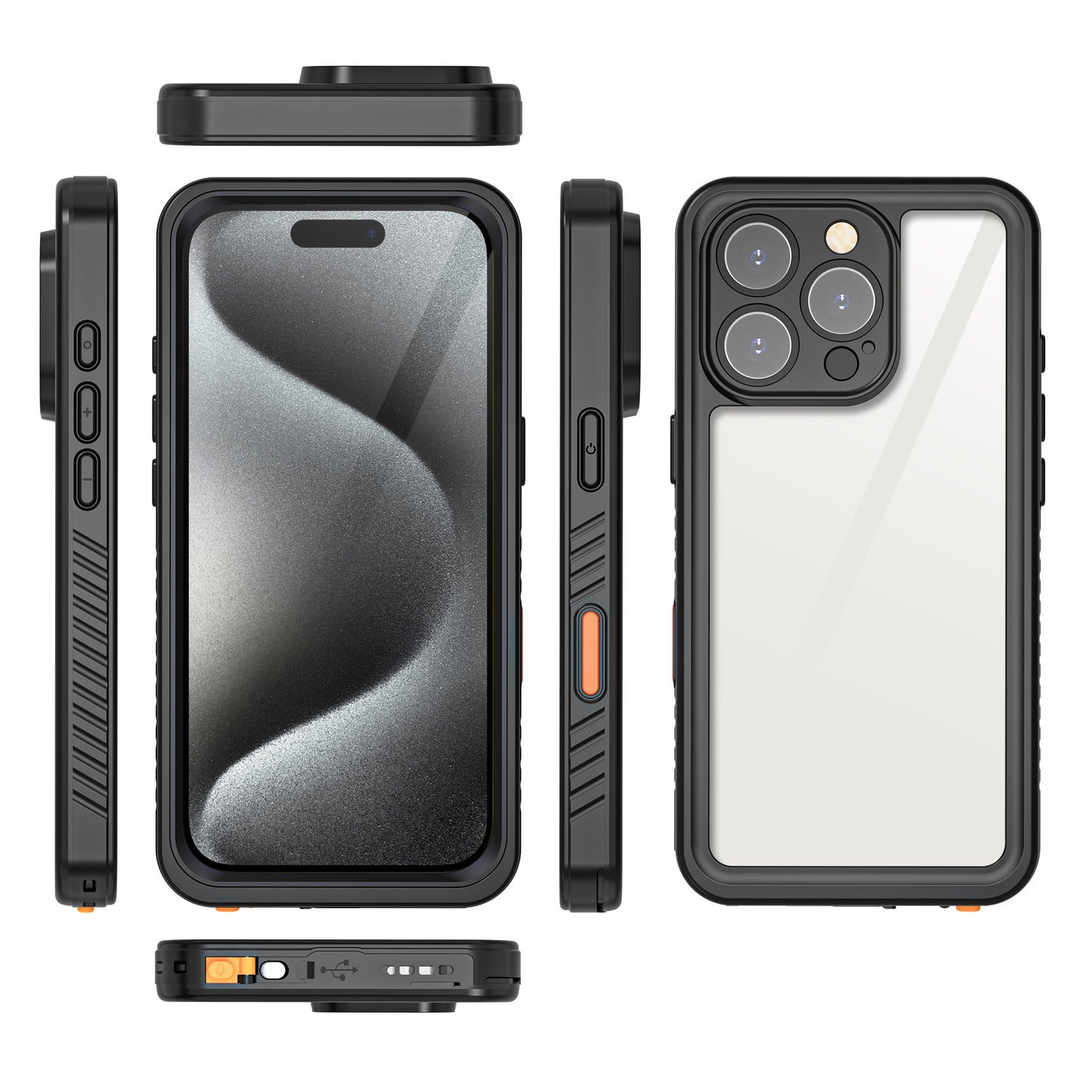 Apple iPhone 16 Pro Case Waterproof Twill Crystal Full Protection