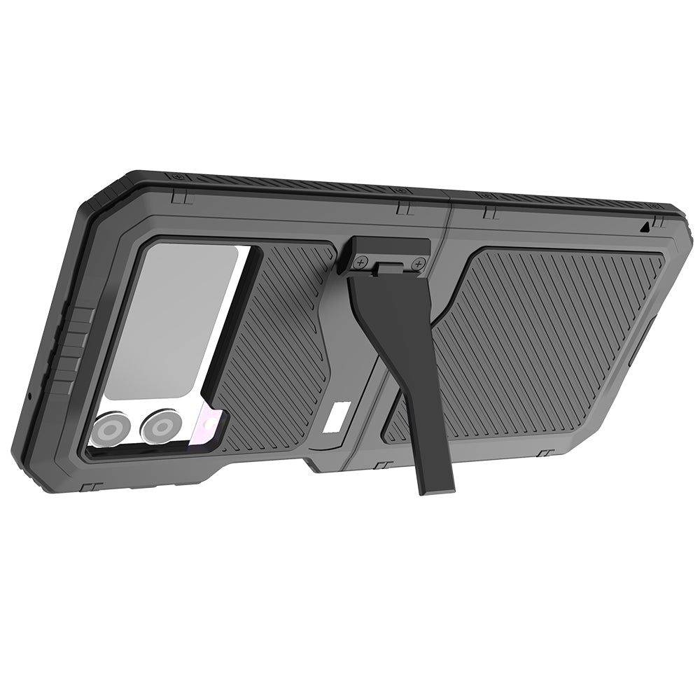 Samsung Galaxy Z Flip4 Case Metal Shield Triple Lens Kickstand