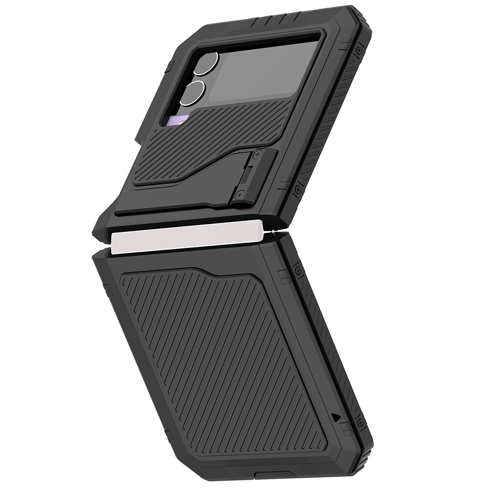 Samsung Galaxy Z Flip4 Case Metal Shield Triple Lens Kickstand