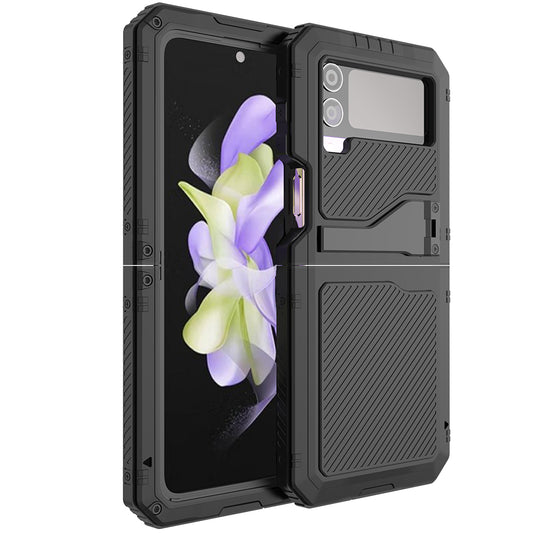 Samsung Galaxy Z Flip4 Case Metal Shield Triple Lens Kickstand