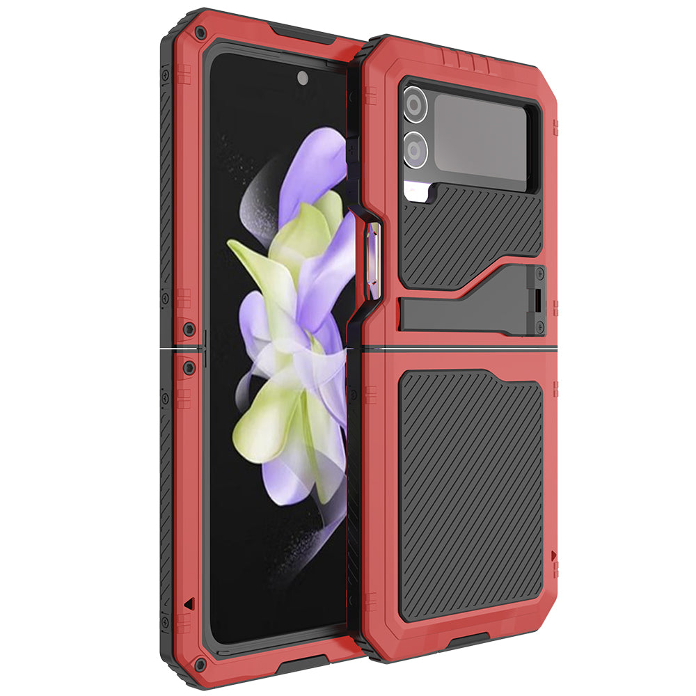 Samsung Galaxy Z Flip4 Case Metal Shield Triple Lens Kickstand