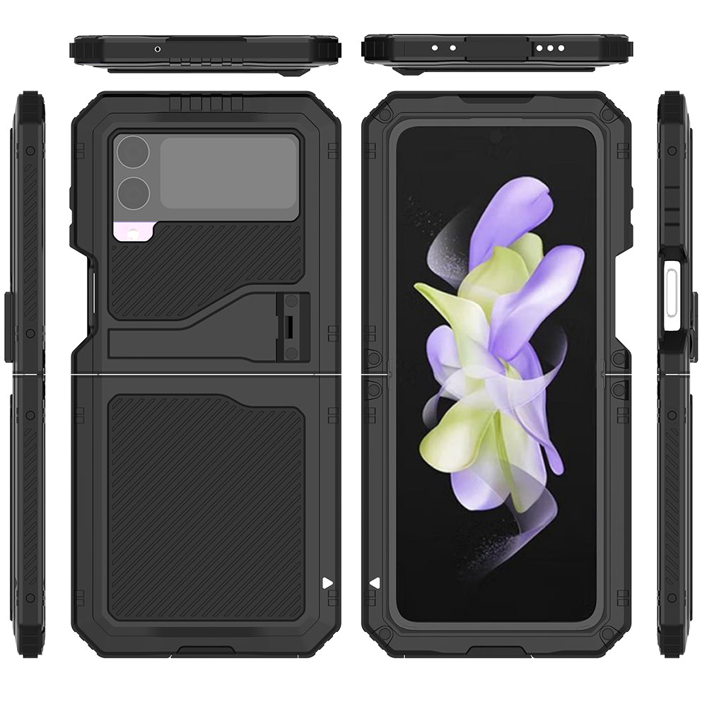 Samsung Galaxy Z Flip4 Case Metal Shield Triple Lens Kickstand