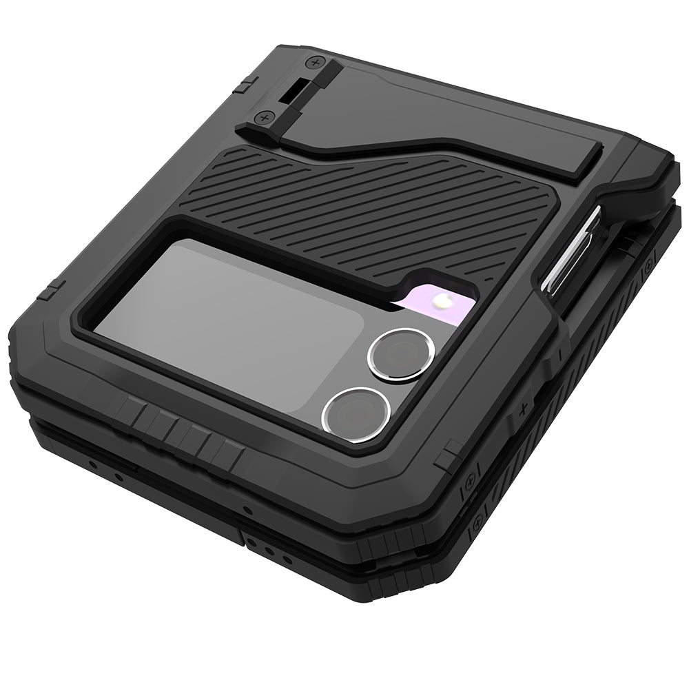 Samsung Galaxy Z Flip4 Case Metal Shield Triple Lens Kickstand