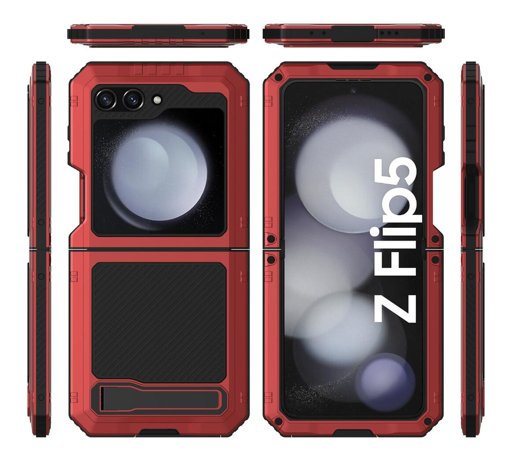 Samsung Galaxy Z Flip5 Case Metal Shield Triple Lens Kickstand