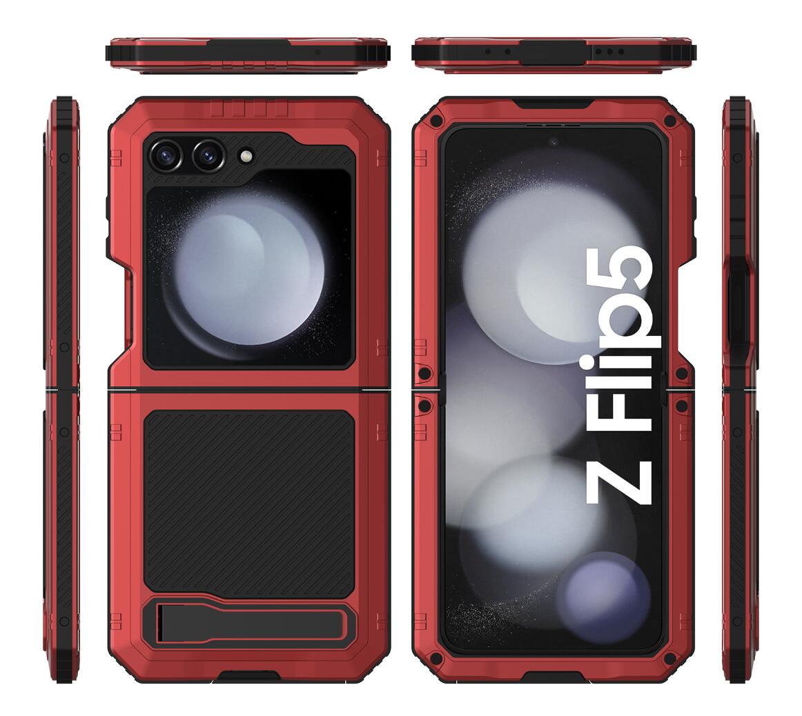 Samsung Galaxy Z Flip5 Case Metal Shield Triple Lens Kickstand