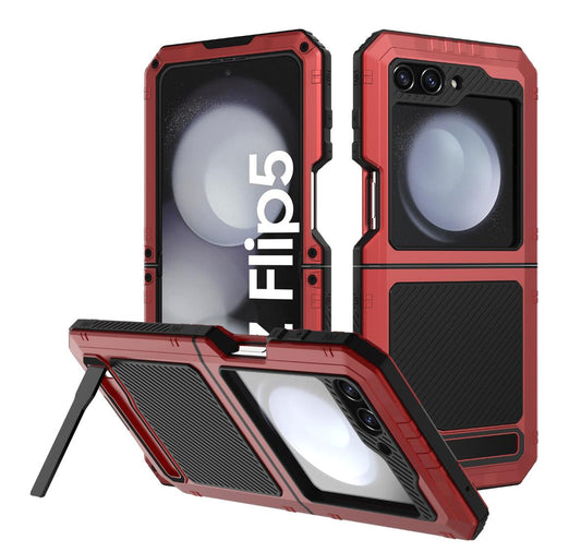 Samsung Galaxy Z Flip5 Case Metal Shield Triple Lens Kickstand