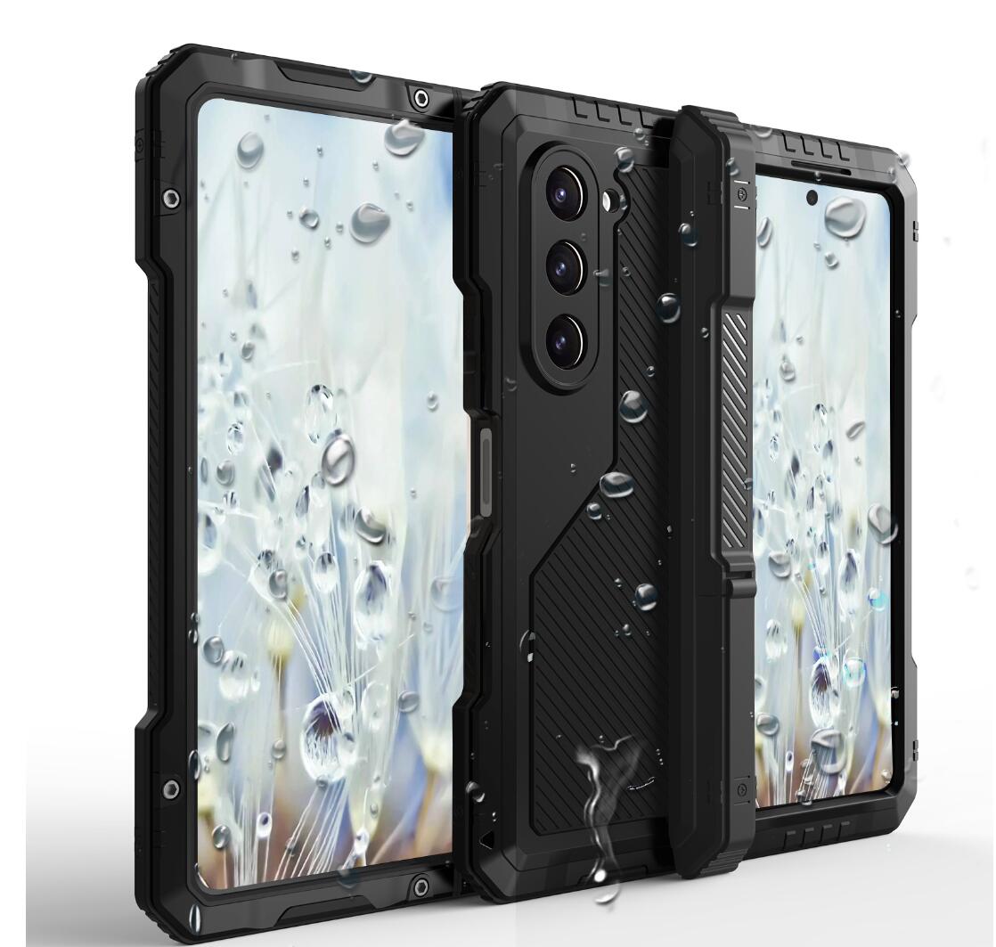 Samsung Galaxy Z Fold5 Case Metal Shield Triple Lens Kickstand