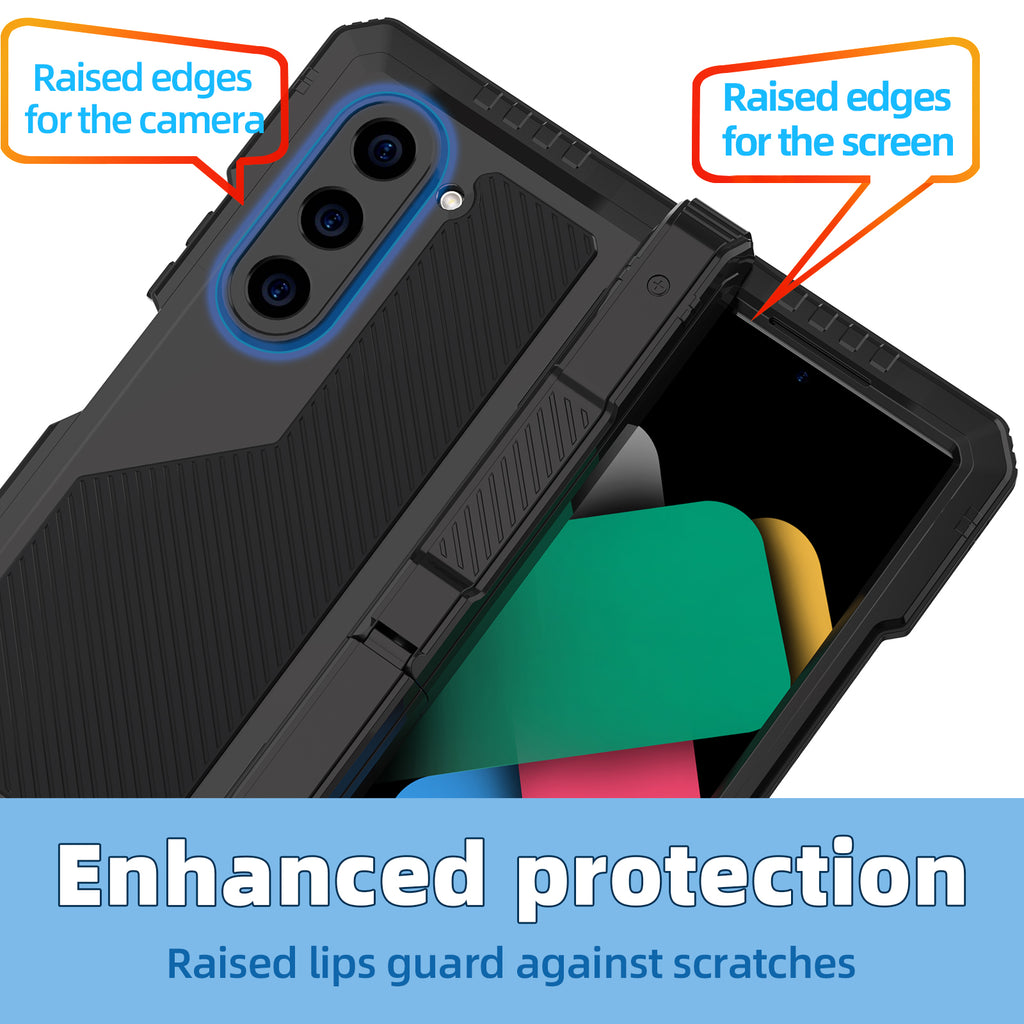 Samsung Galaxy Z Fold6 Case Metal Shield Triple Lens Kickstand