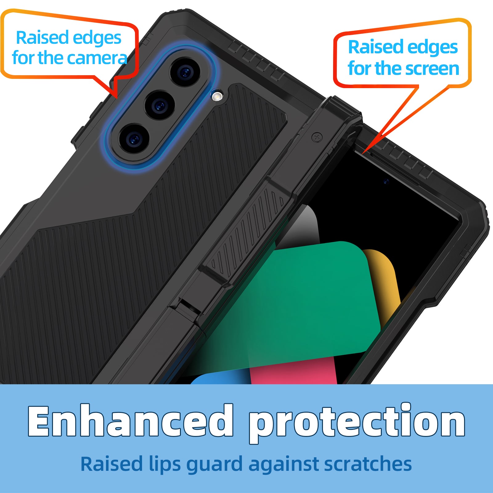 Samsung Galaxy Z Fold6 Case Metal Shield Triple Lens Kickstand