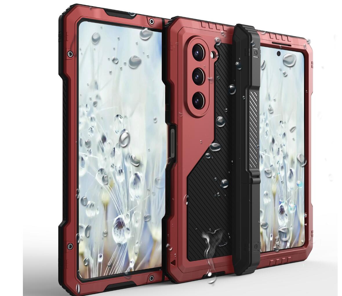 Samsung Galaxy Z Fold5 Case Metal Shield Triple Lens Kickstand