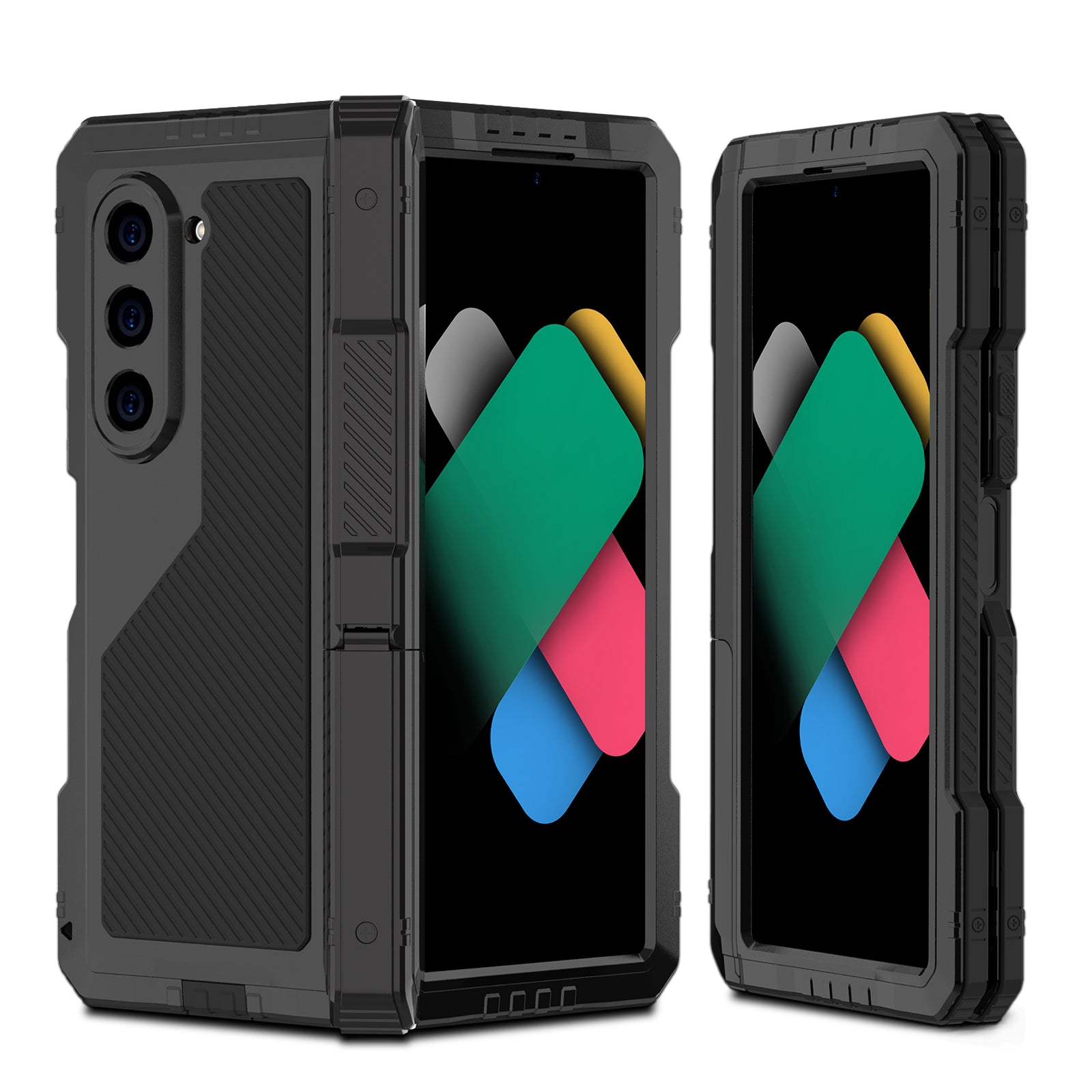 Samsung Galaxy Z Fold6 Case Metal Shield Triple Lens Kickstand