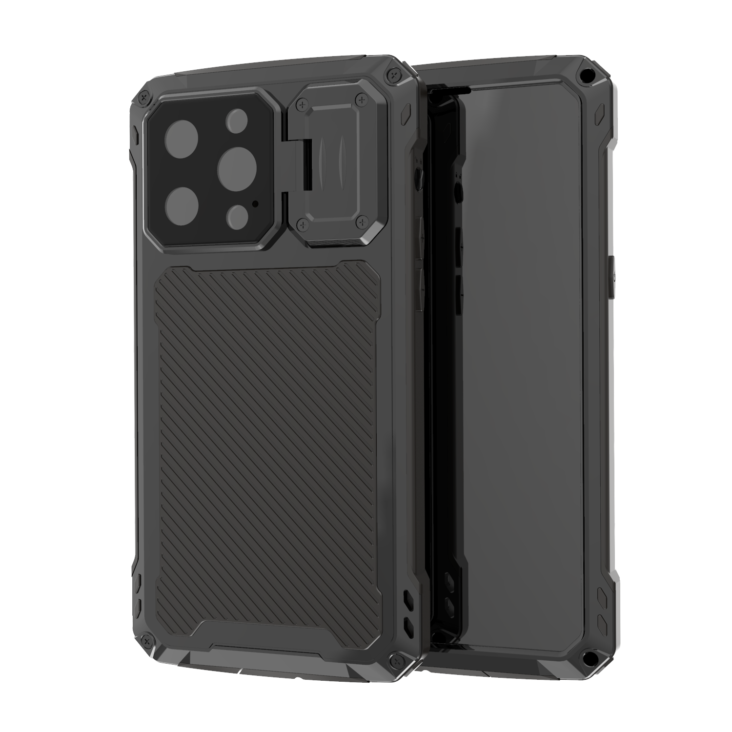 Apple iPhone 14 Plus Case Metal Shield Triple Lens Kickstand