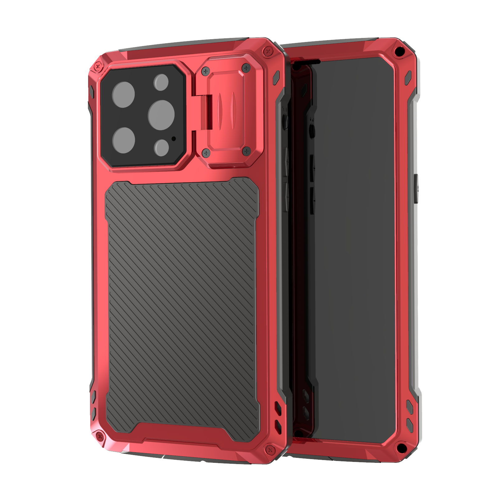 Apple iPhone 14 Plus Case Metal Shield Triple Lens Kickstand