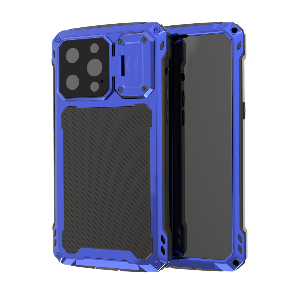 Apple iPhone 14 Plus Case Metal Shield Triple Lens Kickstand