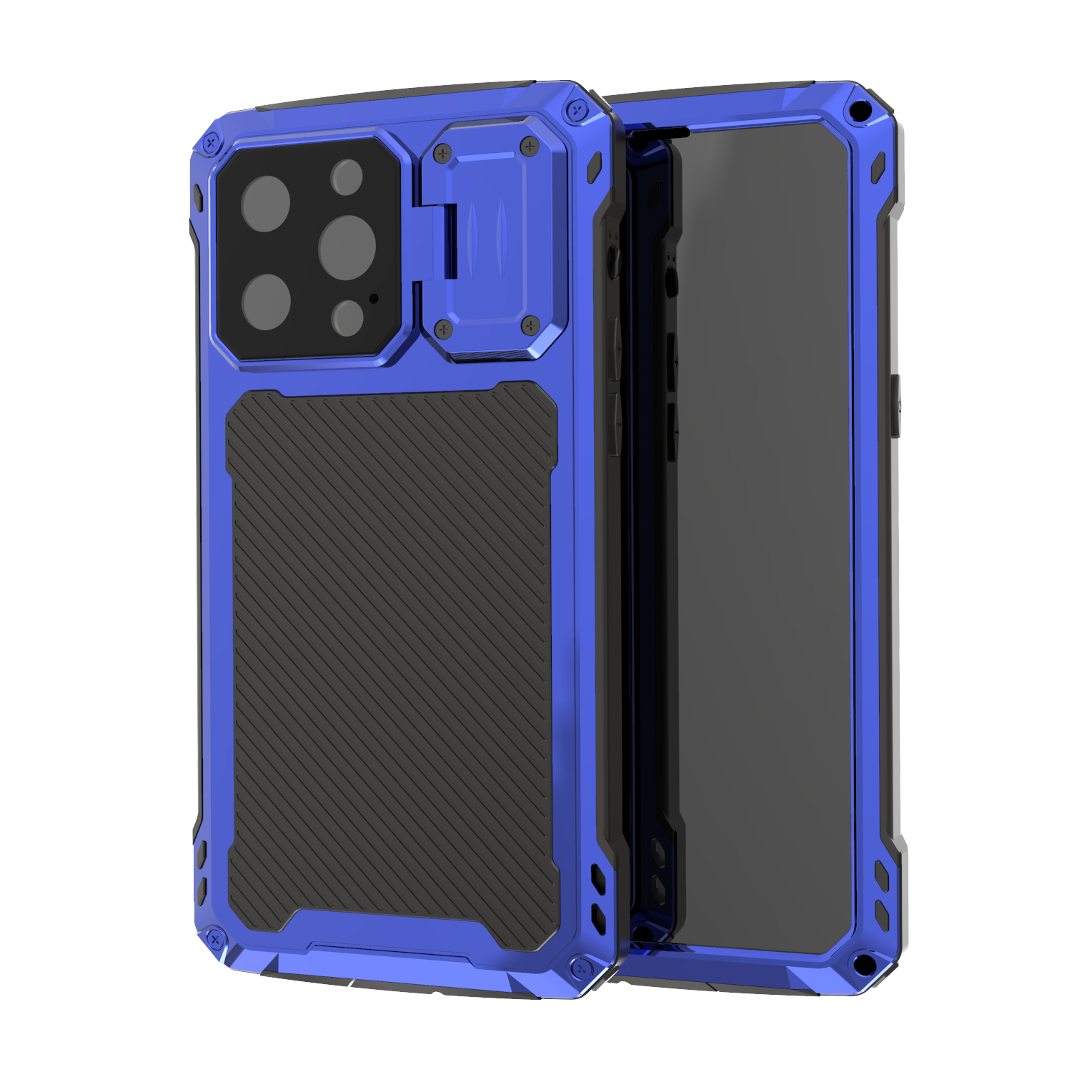 Apple iPhone 14 Plus Case Metal Shield Triple Lens Kickstand