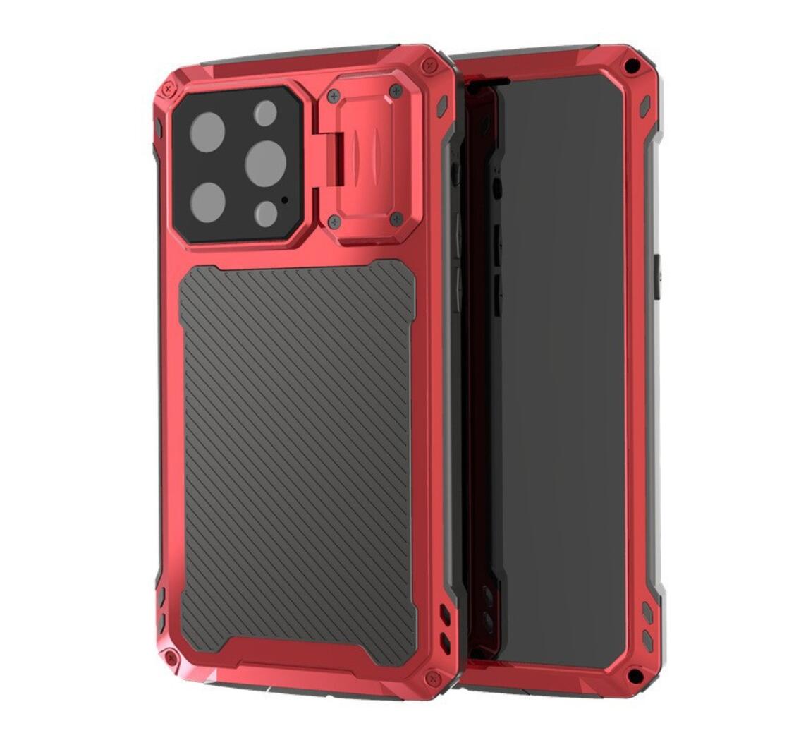 Apple iPhone 14 Pro Max Case Metal Shield Triple Lens Kickstand