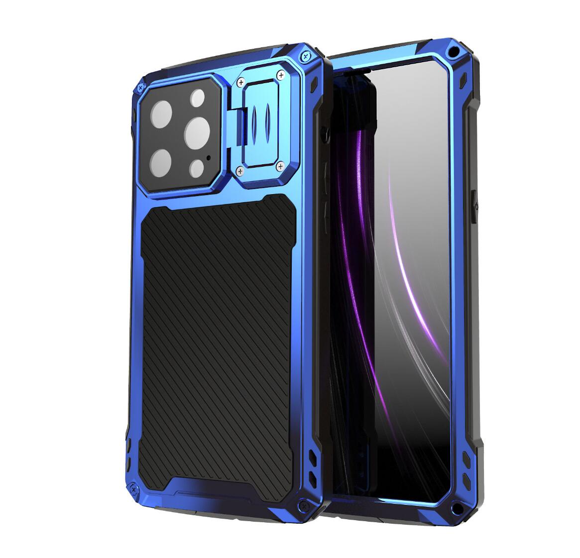 Apple iPhone 14 Pro Max Case Metal Shield Triple Lens Kickstand