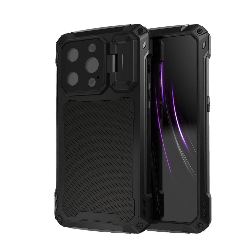 Apple iPhone 15 Pro Case Metal Shield Triple Lens Kickstand