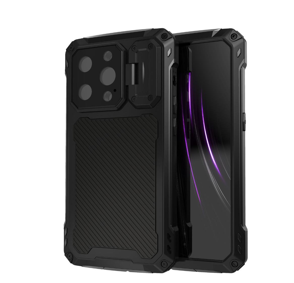 Apple iPhone 14 Pro Max Case Metal Shield Triple Lens Kickstand