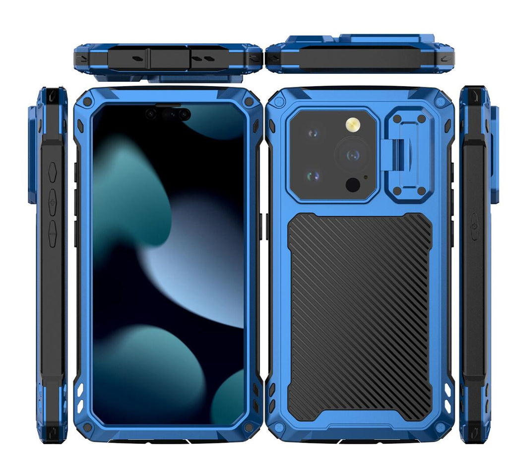 Apple iPhone 15 Pro Case Metal Shield Triple Lens Kickstand