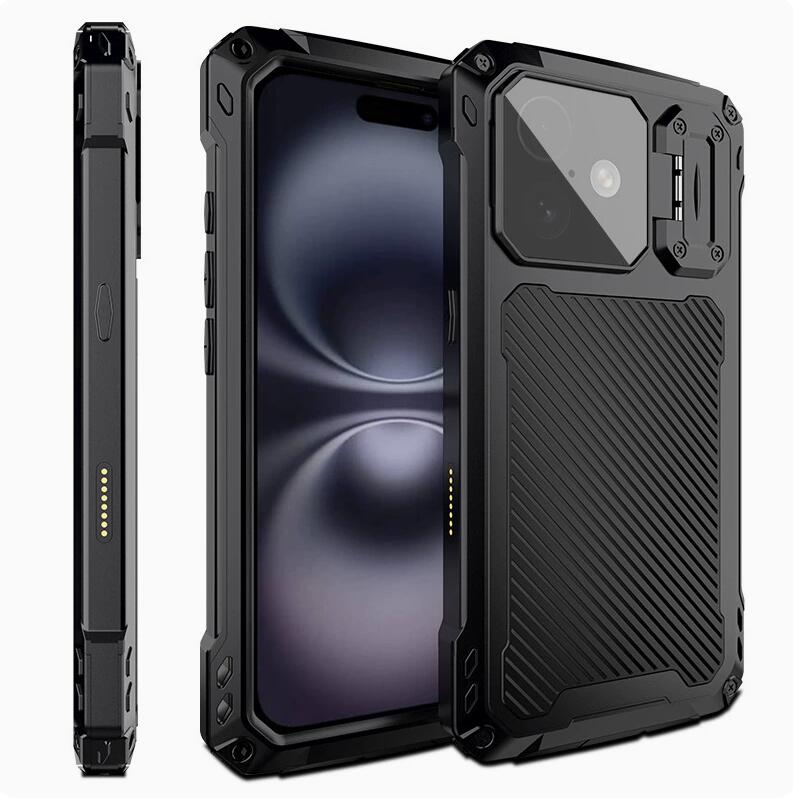Apple iPhone 16 Plus Case Metal Shield Triple Lens Kickstand