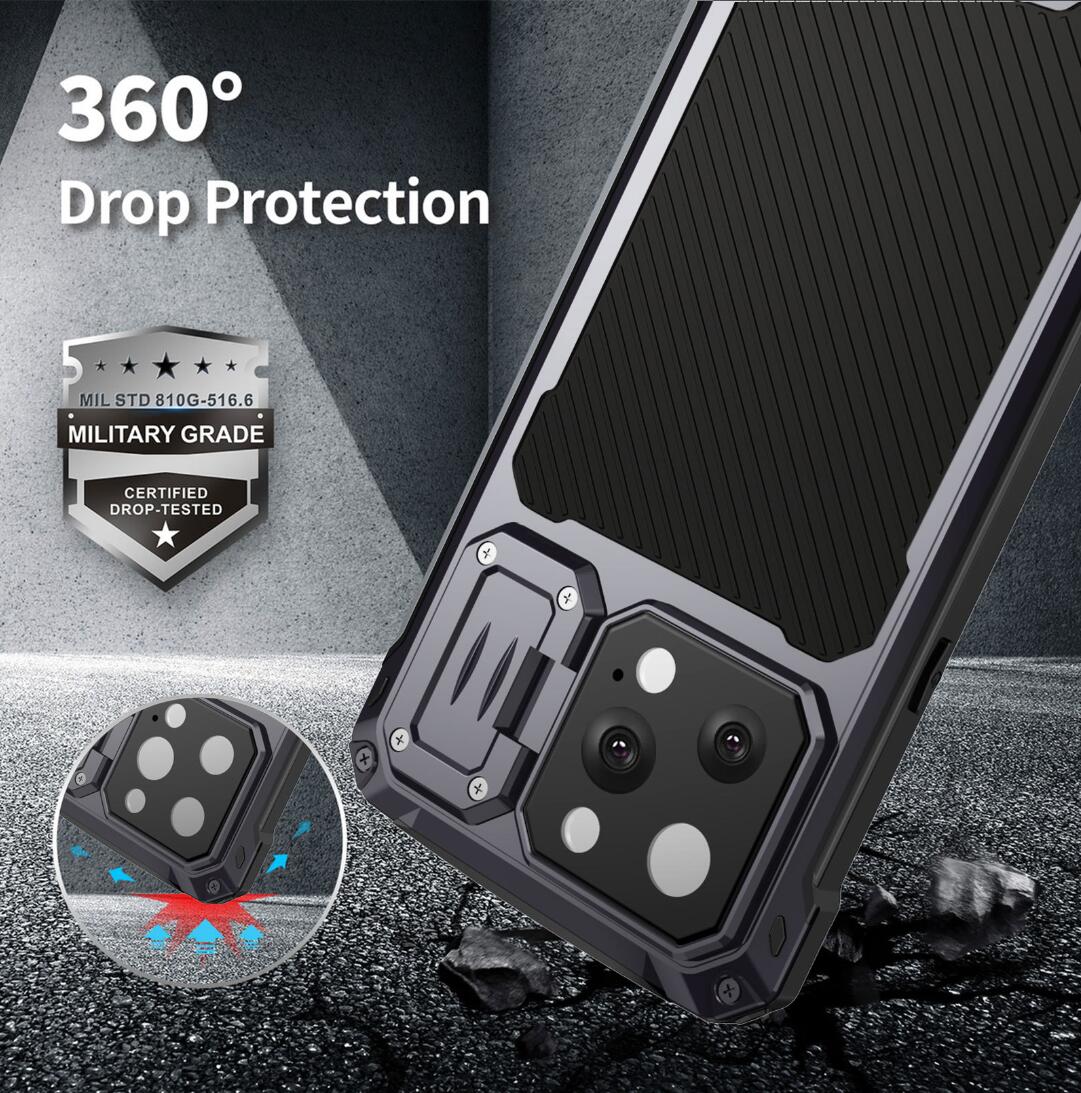 Apple iPhone 16 Pro Max Case Metal Shield Triple Lens Kickstand