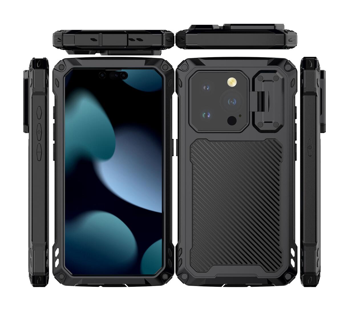 Apple iPhone 16 Pro Max Case Metal Shield Triple Lens Kickstand