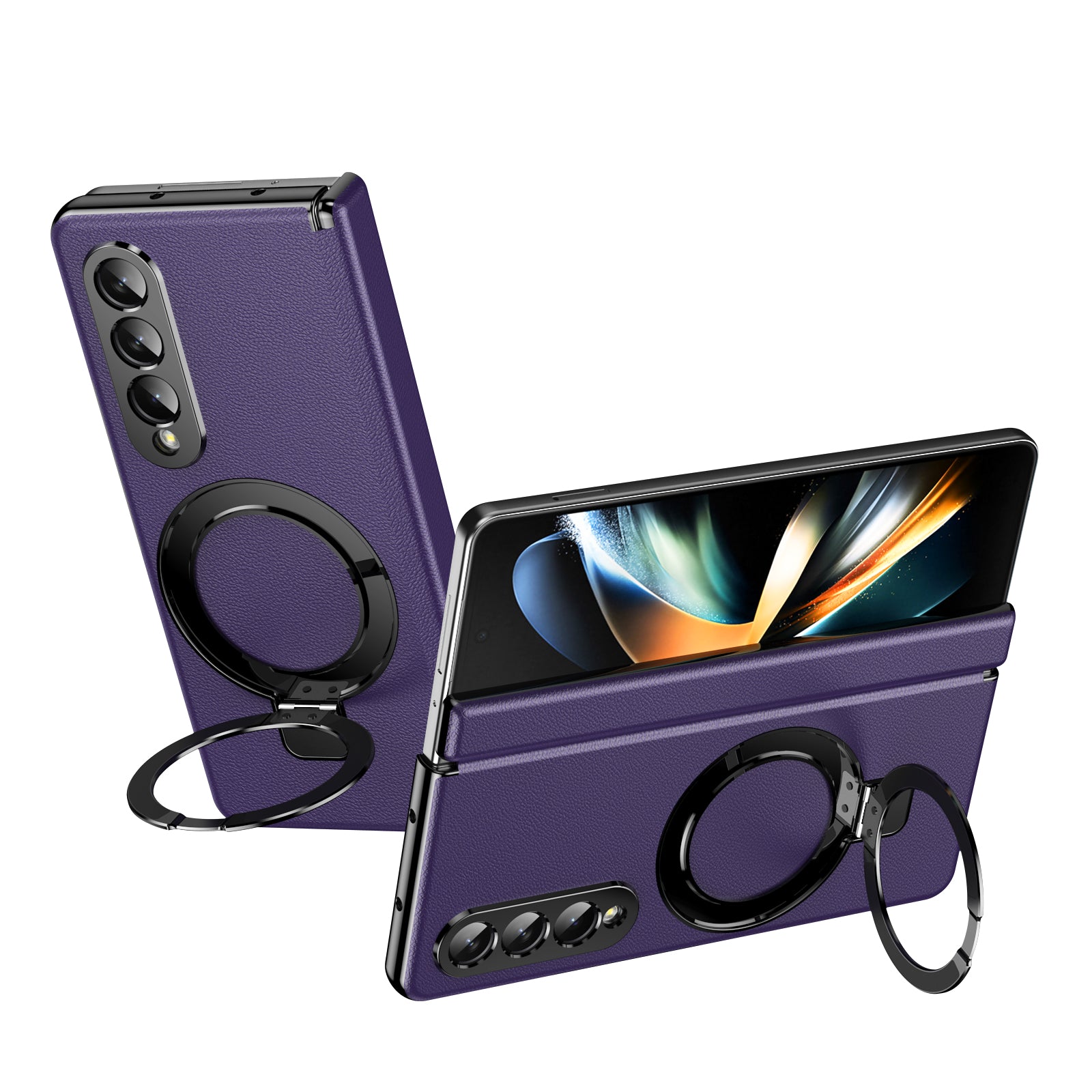 vacuum-plating-leather-magnetic-ring-stand-galaxy-z-fold4-case_3