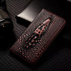 Luxury 3D Alligator Head iPhone 17e Genuine Leather Case