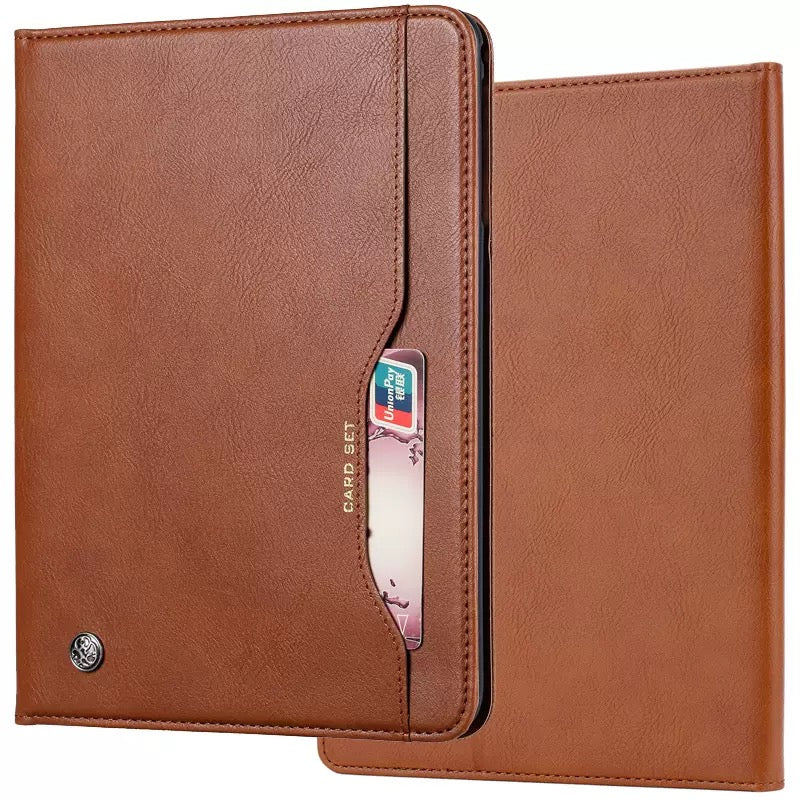 Elevate your Galaxy Tab A 8.0 (2019) with our handcrafted leather folio case. Designed for the modern professional, it combines vintage aesthetics with rugged functionality. Shock resistant, leather wallet with 5 card slots, 2 note slots,1 big pocket, magnetic closure and built-in pencil slot.