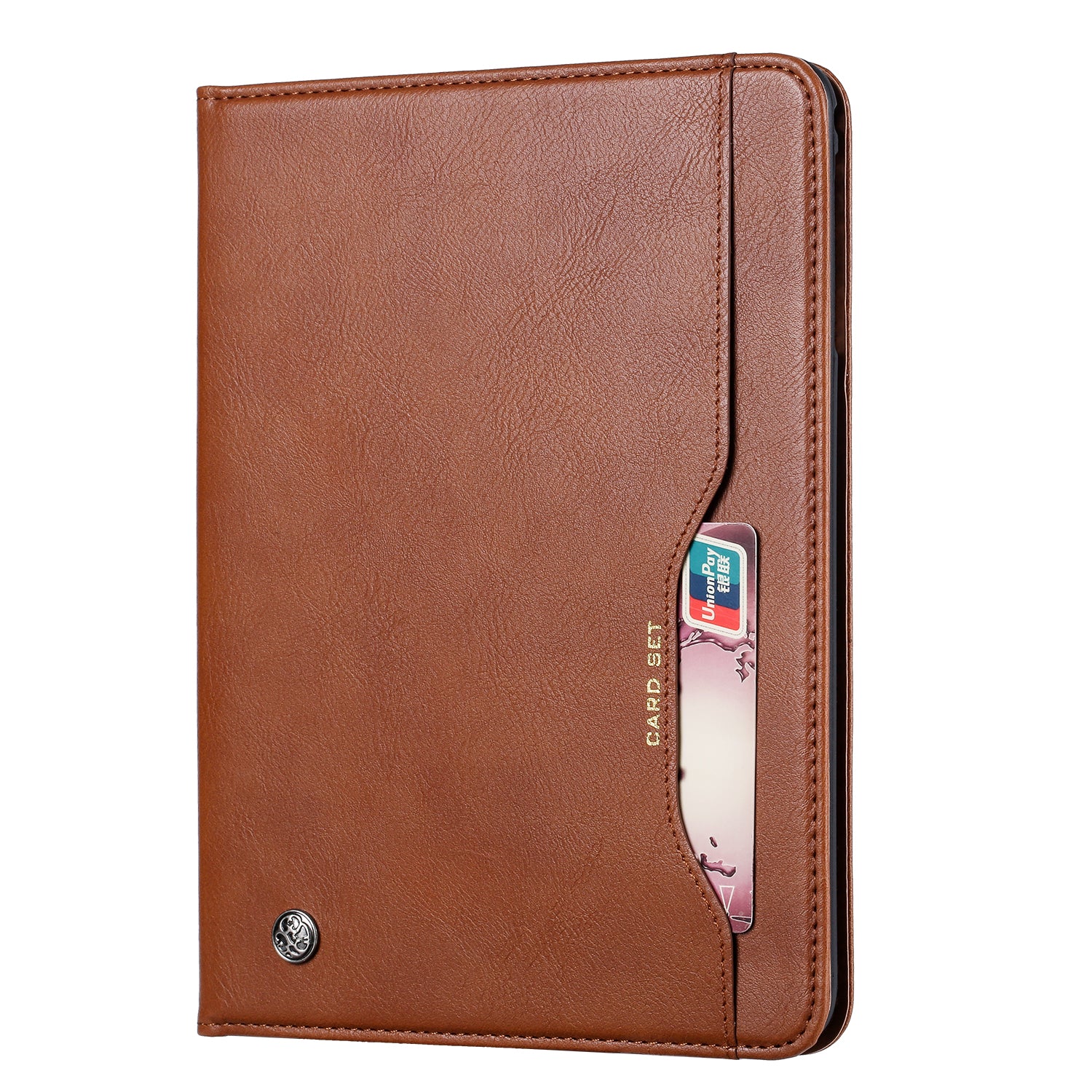 Elevate your Galaxy Tab A7 (10.5-inch, 2018) with our handcrafted leather folio case. Designed for the modern professional, it combines vintage aesthetics with rugged functionality. Shock resistant, leather wallet with 5 card slots, 2 note slots,1 big pocket, magnetic closure and built-in pencil slot.