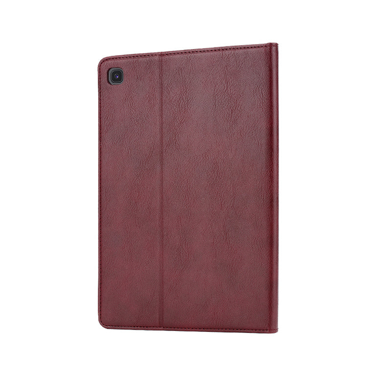 Elevate your Galaxy Tab A7 (10.5-inch, 2018) with our handcrafted leather folio case. Designed for the modern professional, it combines vintage aesthetics with rugged functionality. Shock resistant, leather wallet with 5 card slots, 2 note slots,1 big pocket, magnetic closure and built-in pencil slot.
