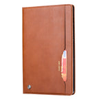 Elevate your Galaxy Tab S7 FE (12.4-inch, 2020) with our handcrafted leather folio case. Designed for the modern professional, it combines vintage aesthetics with rugged functionality. Shock resistant, leather wallet with 5 card slots, 2 note slots,1 big pocket, magnetic closure and built-in pencil slot.