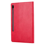 Elevate your Galaxy Tab S7 FE (12.4-inch, 2020) with our handcrafted leather folio case. Designed for the modern professional, it combines vintage aesthetics with rugged functionality. Shock resistant, leather wallet with 5 card slots, 2 note slots,1 big pocket, magnetic closure and built-in pencil slot.