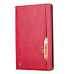 Elevate your Galaxy Tab S7 FE (12.4-inch, 2020) with our handcrafted leather folio case. Designed for the modern professional, it combines vintage aesthetics with rugged functionality. Shock resistant, leather wallet with 5 card slots, 2 note slots,1 big pocket, magnetic closure and built-in pencil slot.