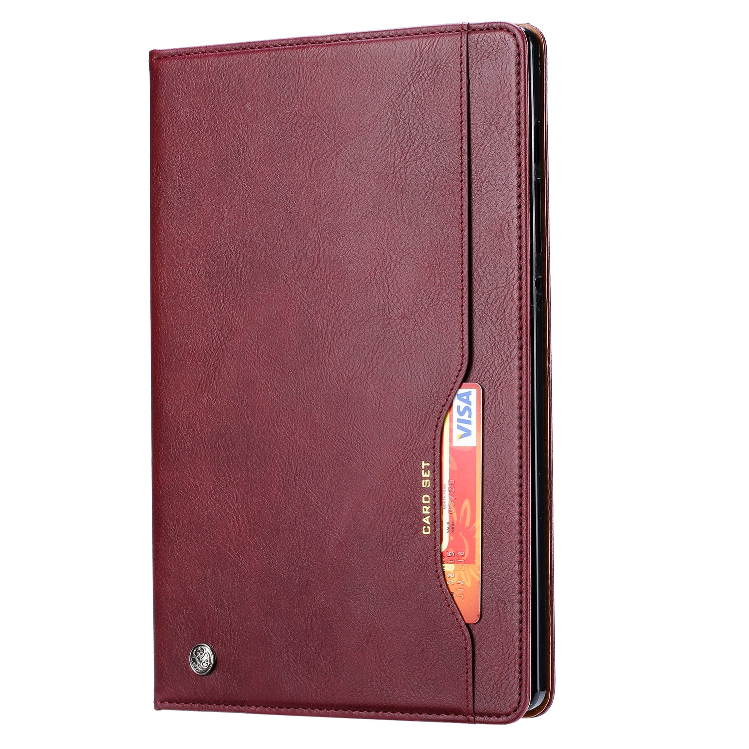 Elevate your Galaxy Tab S7 FE (12.4-inch, 2020) with our handcrafted leather folio case. Designed for the modern professional, it combines vintage aesthetics with rugged functionality. Shock resistant, leather wallet with 5 card slots, 2 note slots,1 big pocket, magnetic closure and built-in pencil slot.