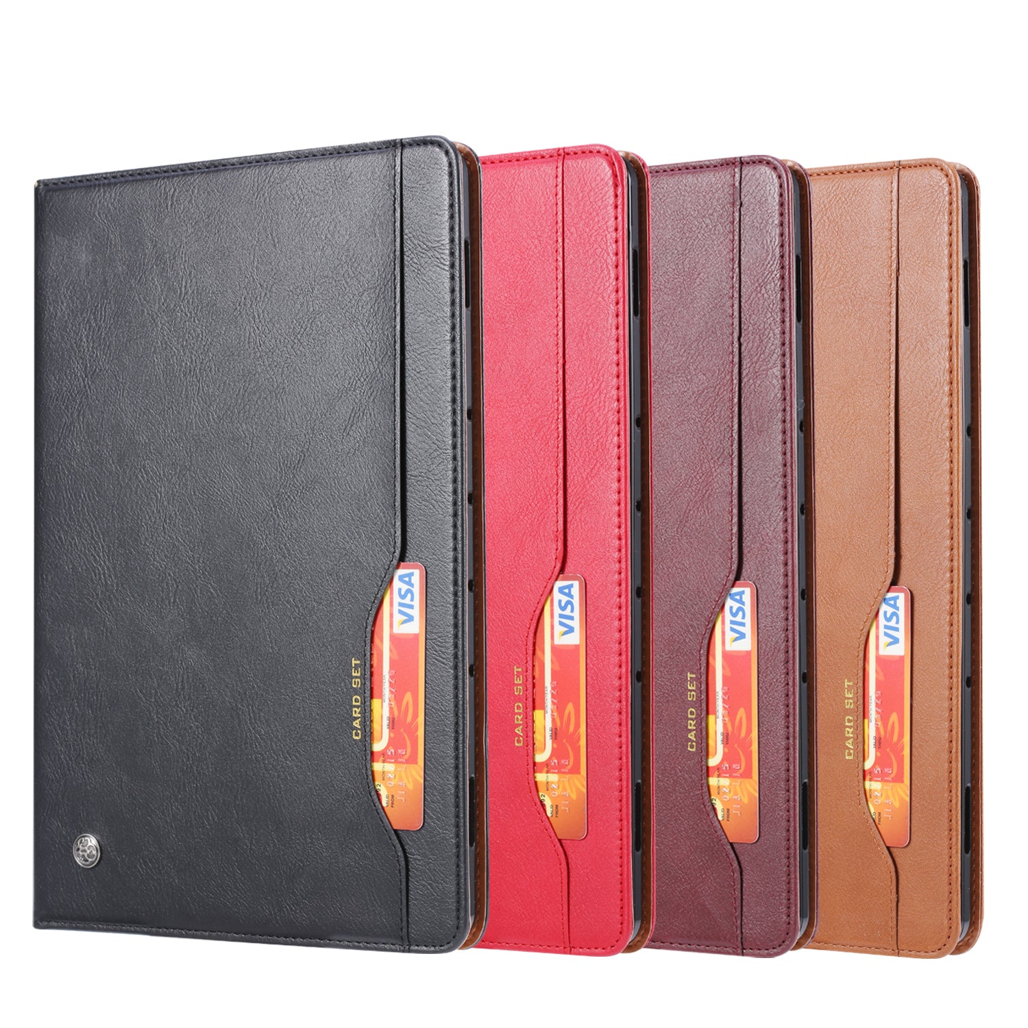 Elevate your Galaxy Tab S7 Plus (11-inch, 2020) with our handcrafted leather folio case. Designed for the modern professional, it combines vintage aesthetics with rugged functionality. Shock resistant, leather wallet with 5 card slots, 2 note slots,1 big pocket, magnetic closure and built-in pencil slot.