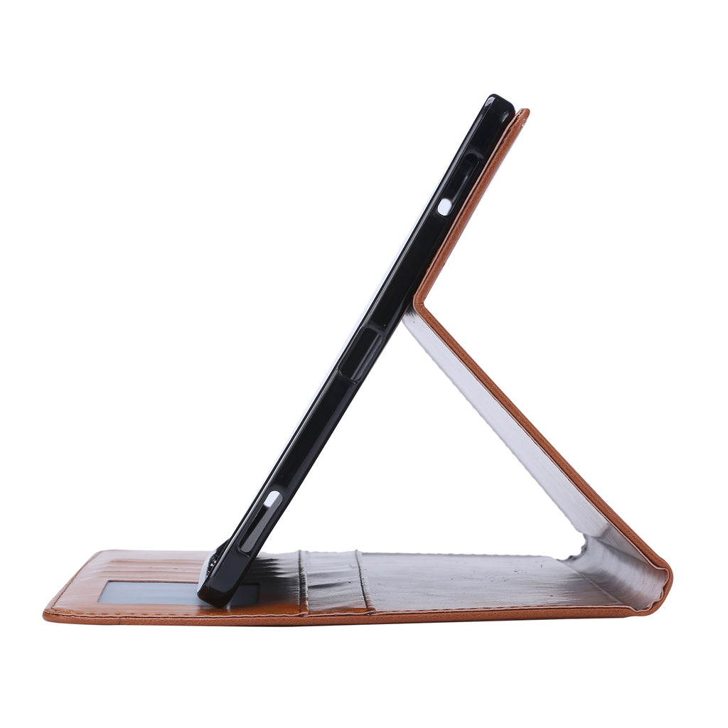 Elevate your  Galaxy Tab S7 (11-inch, 2020) with our handcrafted leather folio case. Designed for the modern professional, it combines vintage aesthetics with rugged functionality. Shock resistant, leather wallet with 5 card slots, 2 note slots,1 big pocket, magnetic closure and built-in pencil slot.