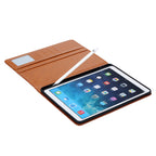 Elevate your iPad 5th Gen (9.7-inch, 2017) with our handcrafted leather folio case. Designed for the modern professional, it combines vintage aesthetics with rugged functionality. Shock resistant, leather wallet with 5 card slots, 2 note slots,1 big pocket, magnetic closure and built-in pencil slot