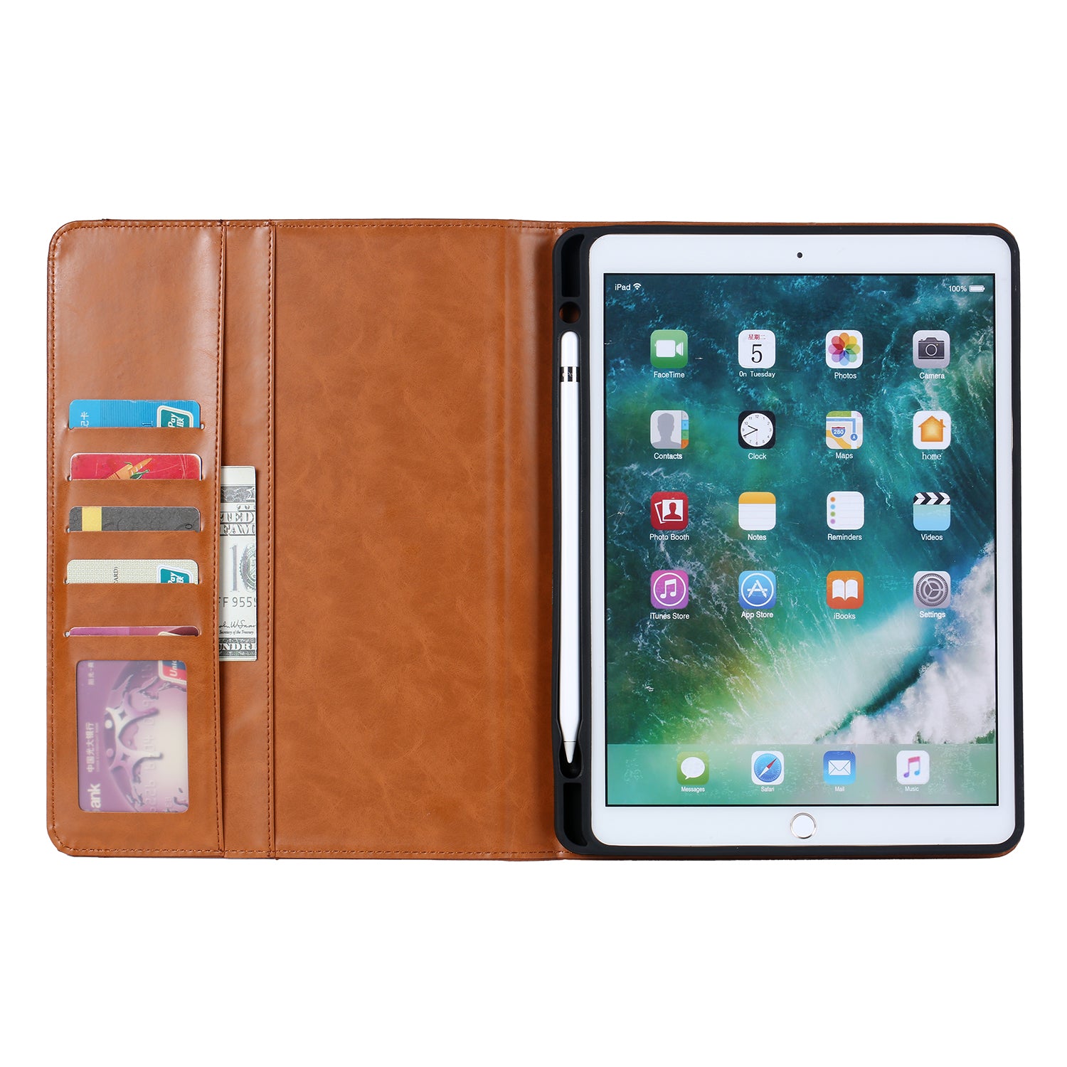 Elevate your iPad 8th Gen (10.2-inch, 2020) with our handcrafted leather folio case. Designed for the modern professional, it combines vintage aesthetics with rugged functionality. Shock resistant, leather wallet with 5 card slots, 2 note slots,1 big pocket, magnetic closure and built-in pencil slot