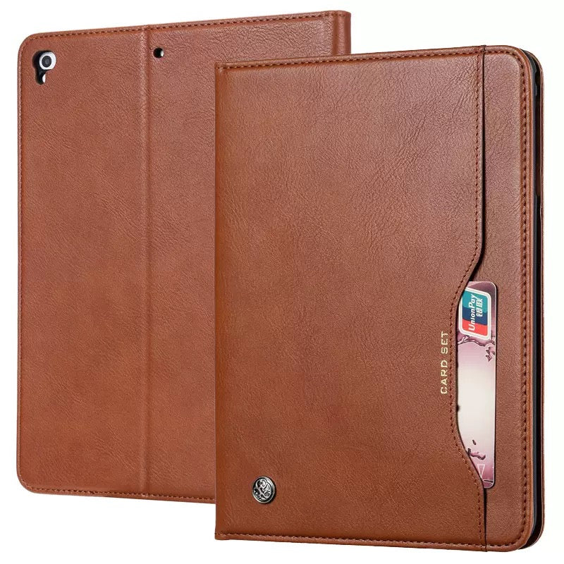 Elevate your iPad 9th Gen (10.2-inch, 2021) with our handcrafted leather folio case. Designed for the modern professional, it combines vintage aesthetics with rugged functionality. Shock resistant, leather wallet with 5 card slots, 2 note slots,1 big pocket, magnetic closure and built-in pencil slot
