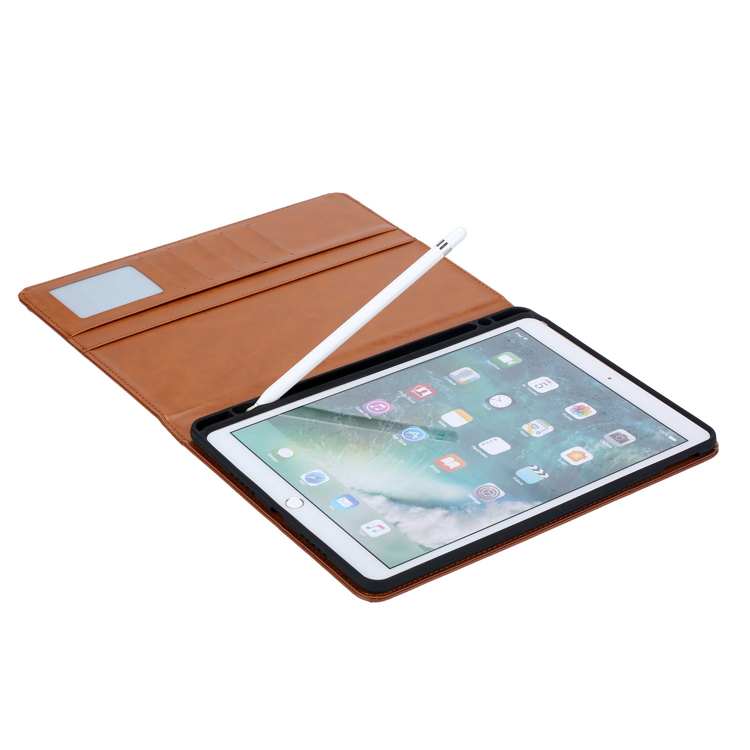 Elevate your iPad Pro (10.5-inch, 2017) with our handcrafted leather folio case. Designed for the modern professional, it combines vintage aesthetics with rugged functionality. Shock resistant, leather wallet with 5 card slots, 2 note slots,1 big pocket, magnetic closure and built-in pencil slot.