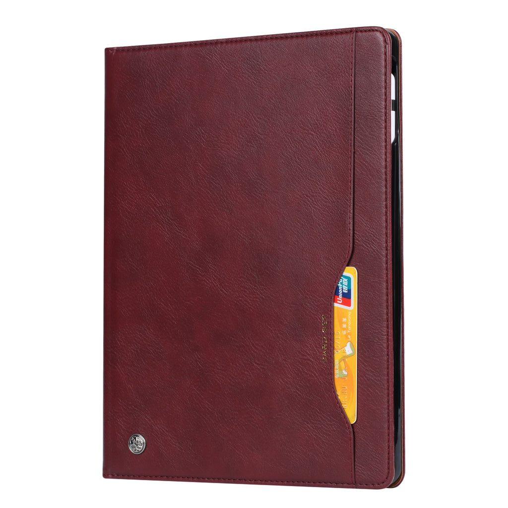 Elevate your iPad Pro 12.9-inch (3rd, 2018) with our handcrafted leather folio case. Designed for the modern professional, it combines vintage aesthetics with rugged functionality. Shock resistant, leather wallet with 5 card slots, 2 note slots,1 big pocket, magnetic closure and built-in pencil slot.